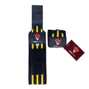 Loder Strap Competition Power Weight Lifting Wrist Wraps – Maximum Support in Every Lift Wrist Wrap 1X Super Heavy Gripper (60cm/80cm) Black & Yellow Stripped