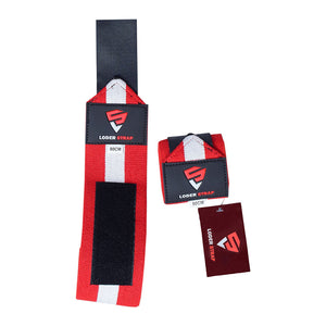 Loder Strap Competition Power Weight Lifting Wrist Wraps – Maximum Support in Every Lift (60cm/80cm) Red & White