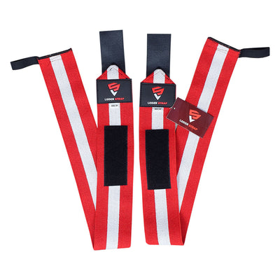 Loder Strap Competition Power Weight Lifting Wrist Wraps – Maximum Support in Every Lift (60cm/80cm) Red & White
