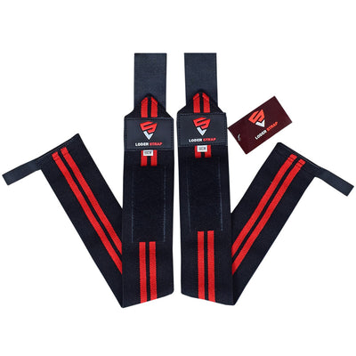 Loder Strap Competition Power Weight Lifting Wrist Wraps (60cm/80cm) – Maximum Support in Every Lift Black & Red