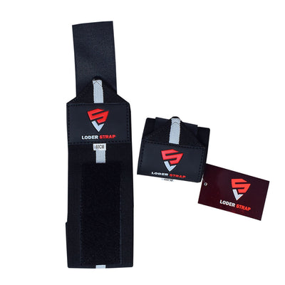 Loder Strap Competition Power Weight Lifting Wrist Wraps – Maximum Support in Every Lift (60cm/80cm) Black with white center line