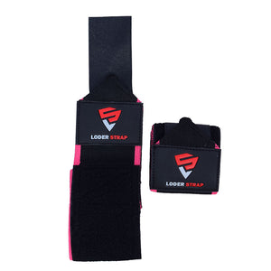 Loder Strap Competition Power Weight Lifting  Black and Pink Wrist Wraps 1X Super Heavy-Duty, 60cm/80cm