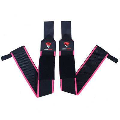 Loder Strap Competition Power Weight Lifting  Black and Pink Wrist Wraps 1X Super Heavy-Duty, 60cm/80cm