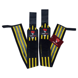 Loder Strap Competition Power Weight Lifting Wrist Wraps – Maximum Support in Every Lift Wrist Wrap 1X Super Heavy Gripper (60cm/80cm) Black & Yellow Stripped