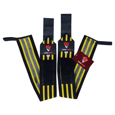 Loder Strap Competition Power Weight Lifting Wrist Wraps – Maximum Support in Every Lift Wrist Wrap 1X Super Heavy Gripper (60cm/80cm) Black & Yellow Stripped