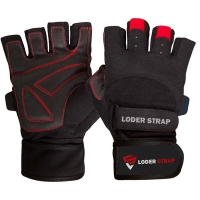 Weight Lifting Gloves Gel Padding Black & Red