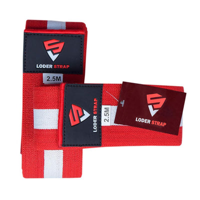 Knee wraps Heavy Cotton Red With One White Strap