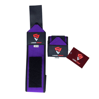 Loder Strap Competition Power Weight Lifting Wrist Wraps – Maximum Support in Every Lift (60cm/80cm) Premium Purple