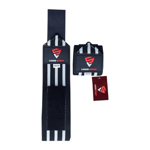 Loder Strap Ultimate Support - Competition Power Weight Lifting Wrist Wraps 1X Super Heavy Black and white linen Size 60cm/80cm