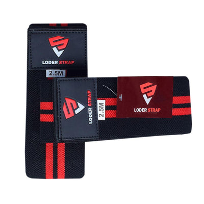 Knee Wraps Cotton Normal Black With Two Red Straps