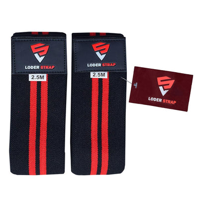 Knee Wraps Cotton Normal Black With Two Red Straps