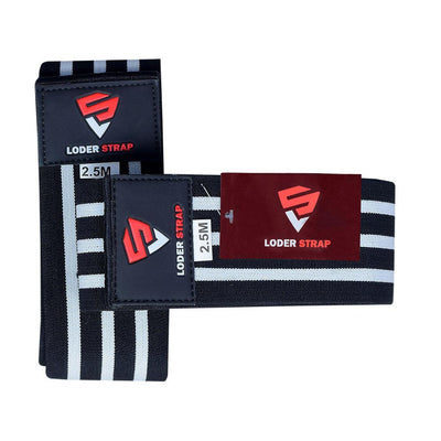 Knee Wraps 1X Super Heavy Black With Three White Straps