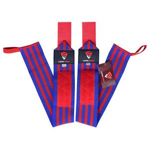 Loder Strap Competition Power Weight Lifting Wrist Wraps – Maximum Support in Every Lift (60cm/80cm) Red & Blue Linen